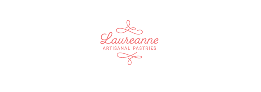 A pink Parisian inspired logo that reads Laureanne Artisanal Pastries